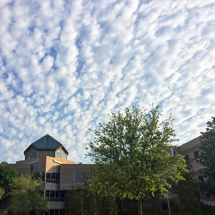 Administration Building with clouds overhead
