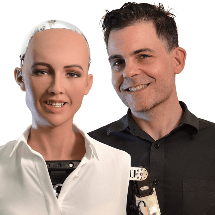 David Hanson and Sofia, a humanoid robot