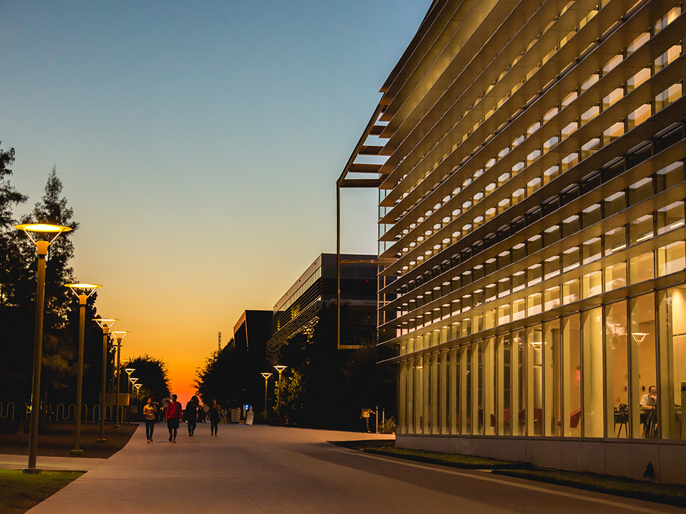 The sun set lights up the ATEC Building